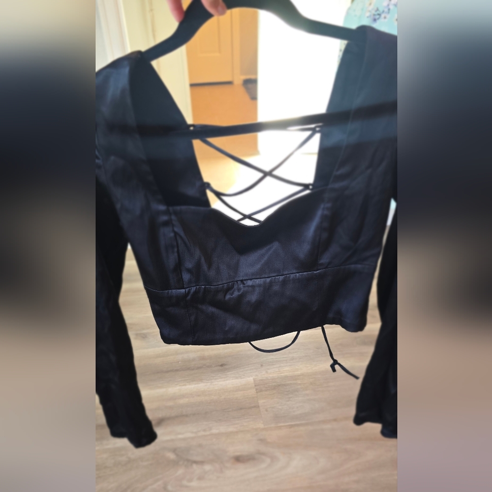 Zara Black Crisscross Back Crop Top